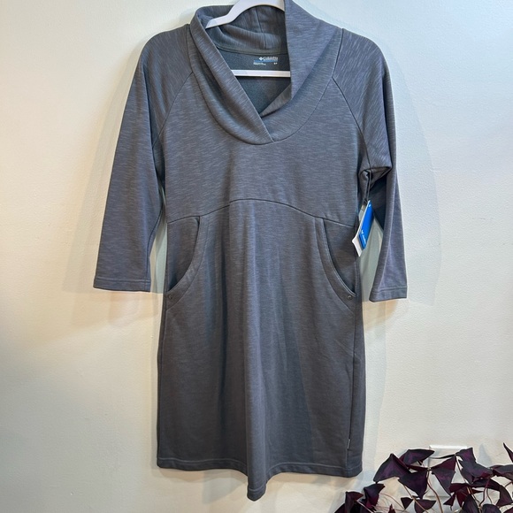 Gray Cowl Neck Dress with Pockets - Picture 1 of 6